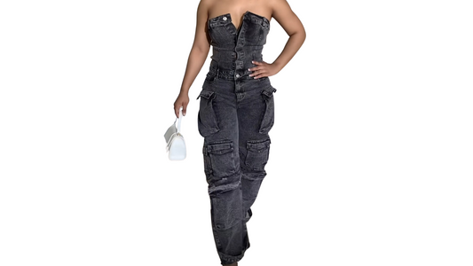 "Kami" - Cargo Denim Jumpsuit