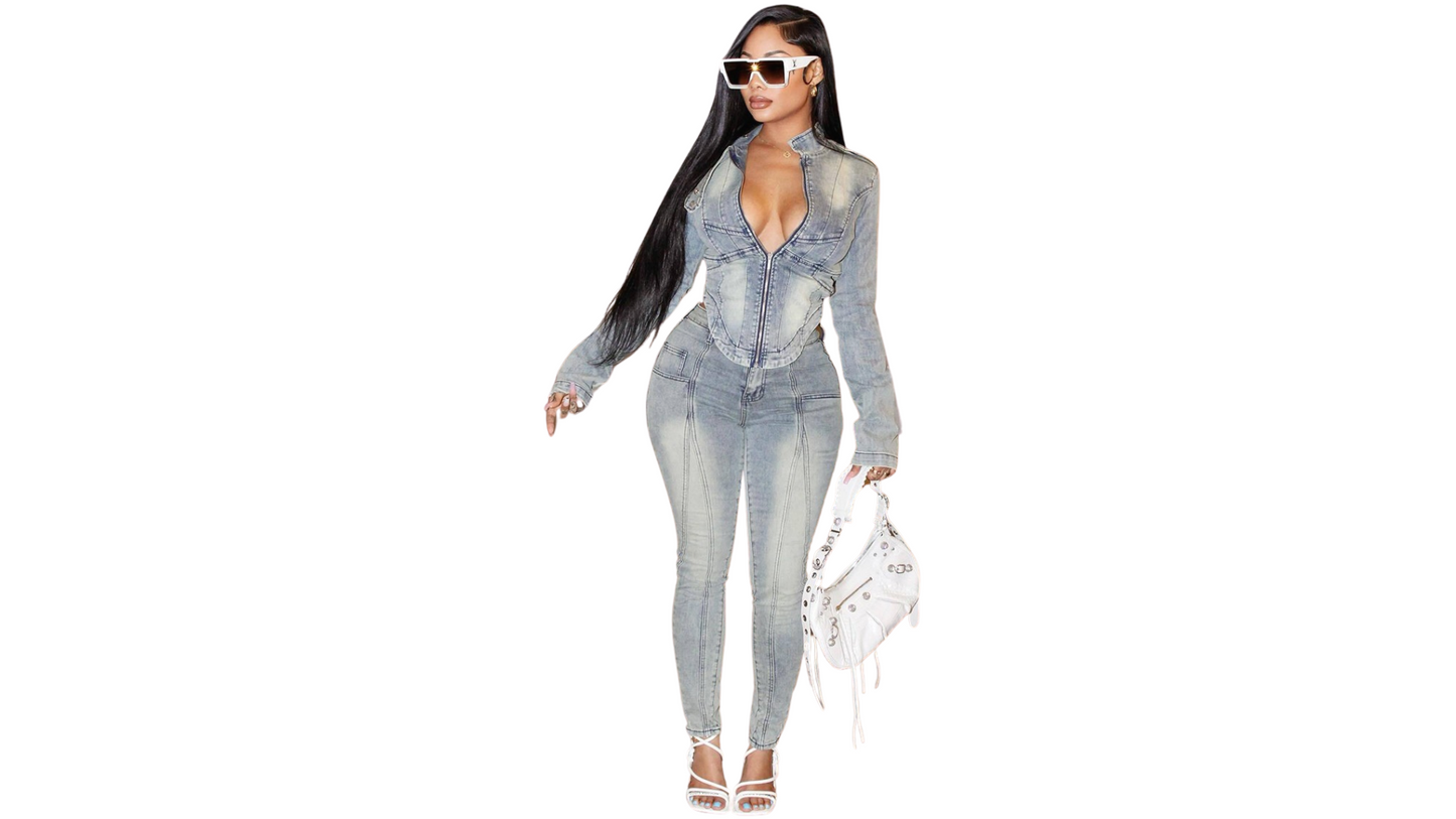 "Alina" - Denim Jean 2 Piece Set Sold Out