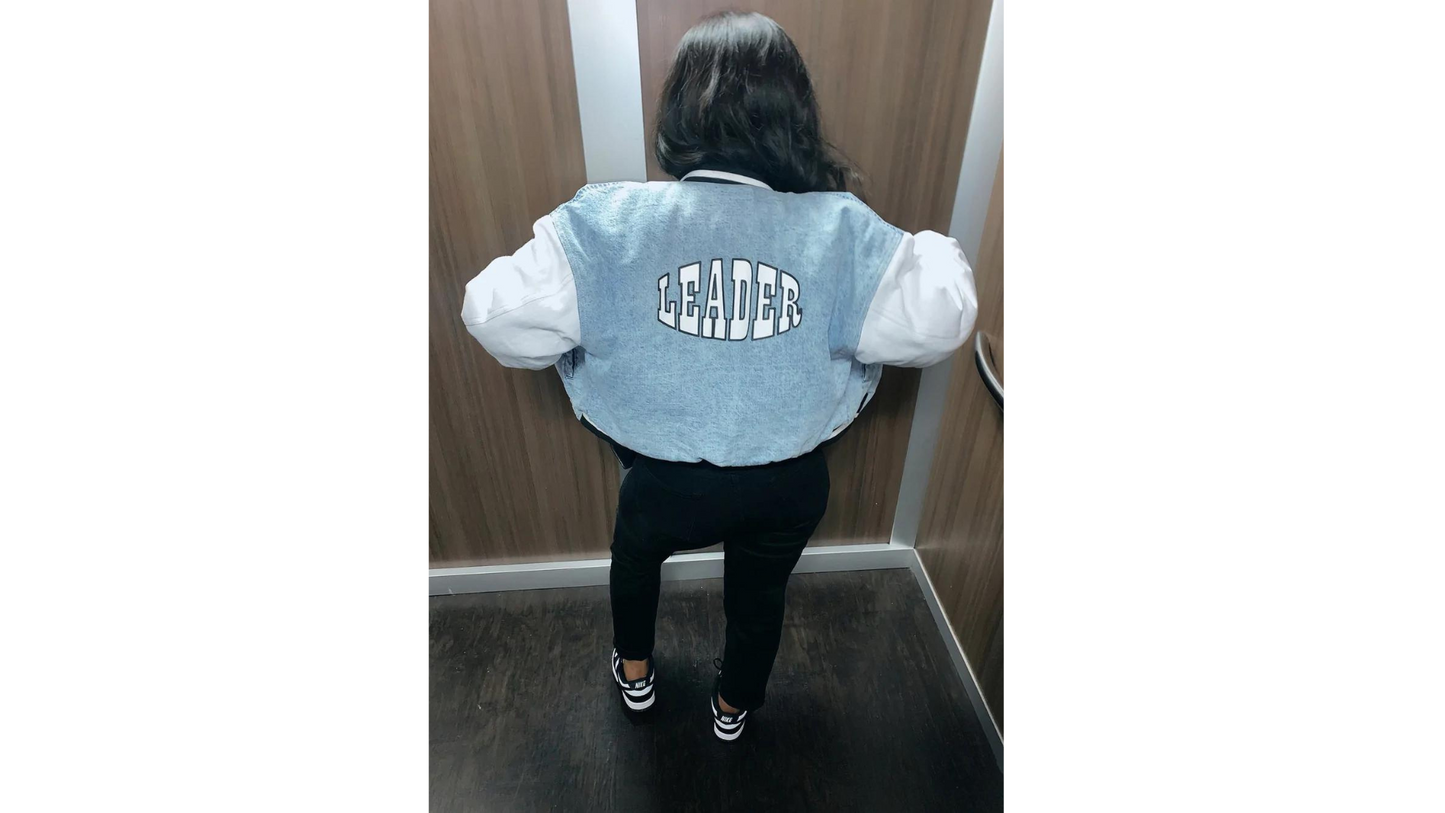 "Level Up" - Denim Bomber Jacket